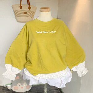 Have Own Style Yellow Graphic Sweatshirt